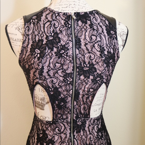 New vintage pink & black lace leather strap dress - Picture 7 of 8